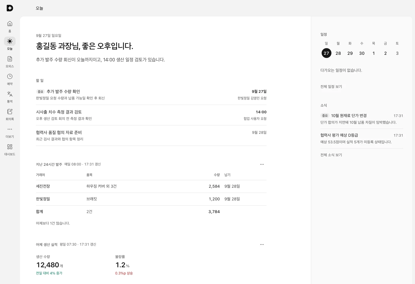 두모 AI 오늘 화면